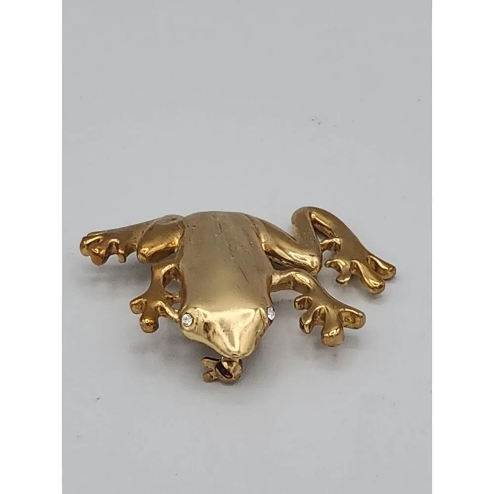Vintage Gold Tone Frog Brooch